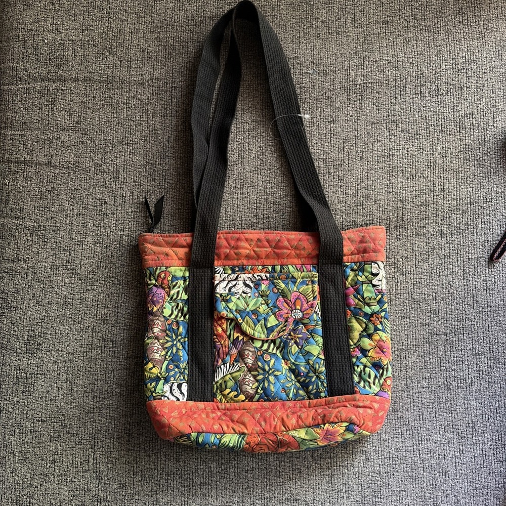 Handmade Quilted Jungle Print Tote Purse Shoulder Bag